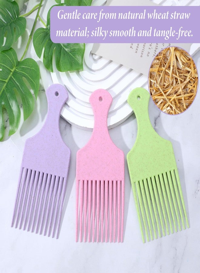Zyghjort Hair Picks for Women, 3 Pcs Hair Pick Comb Plastic Wide Tooth Afro Picks for Women Curly Detangling Hairstyling Tools (Macaron Color) - Image 4